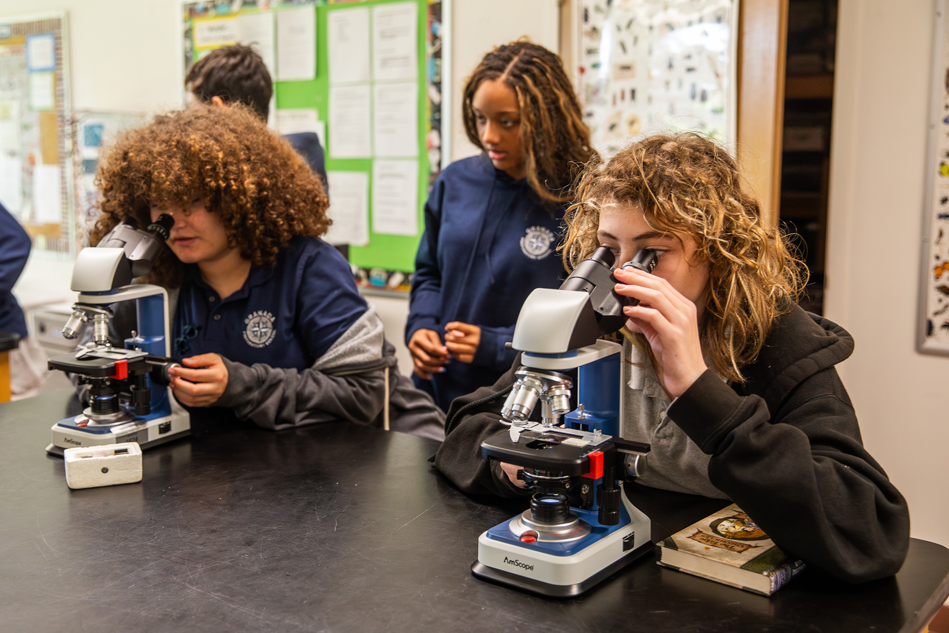 Middle school science with microscopes